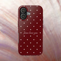Jesus Loves You Dark Red and White Polka Dot Case