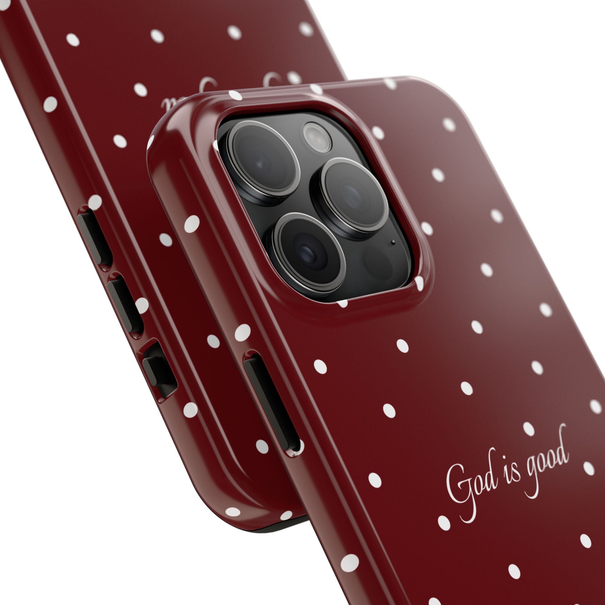 God is Good Dark Red Polka dot Case