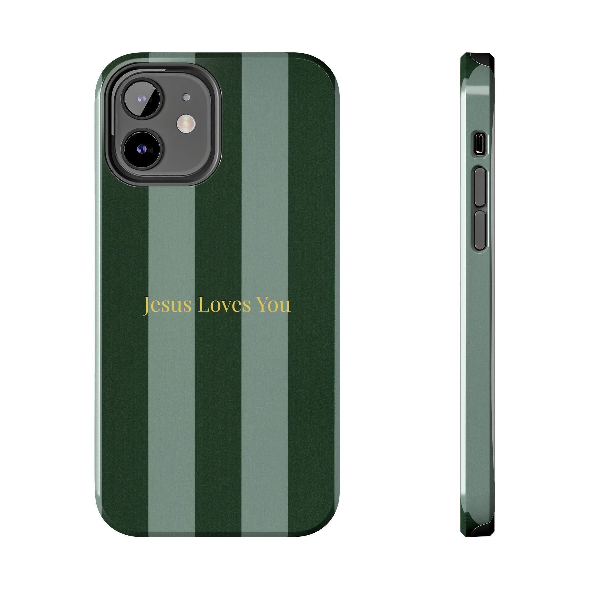 Green Striped Phone Case-Jesus Loves You Phone Case