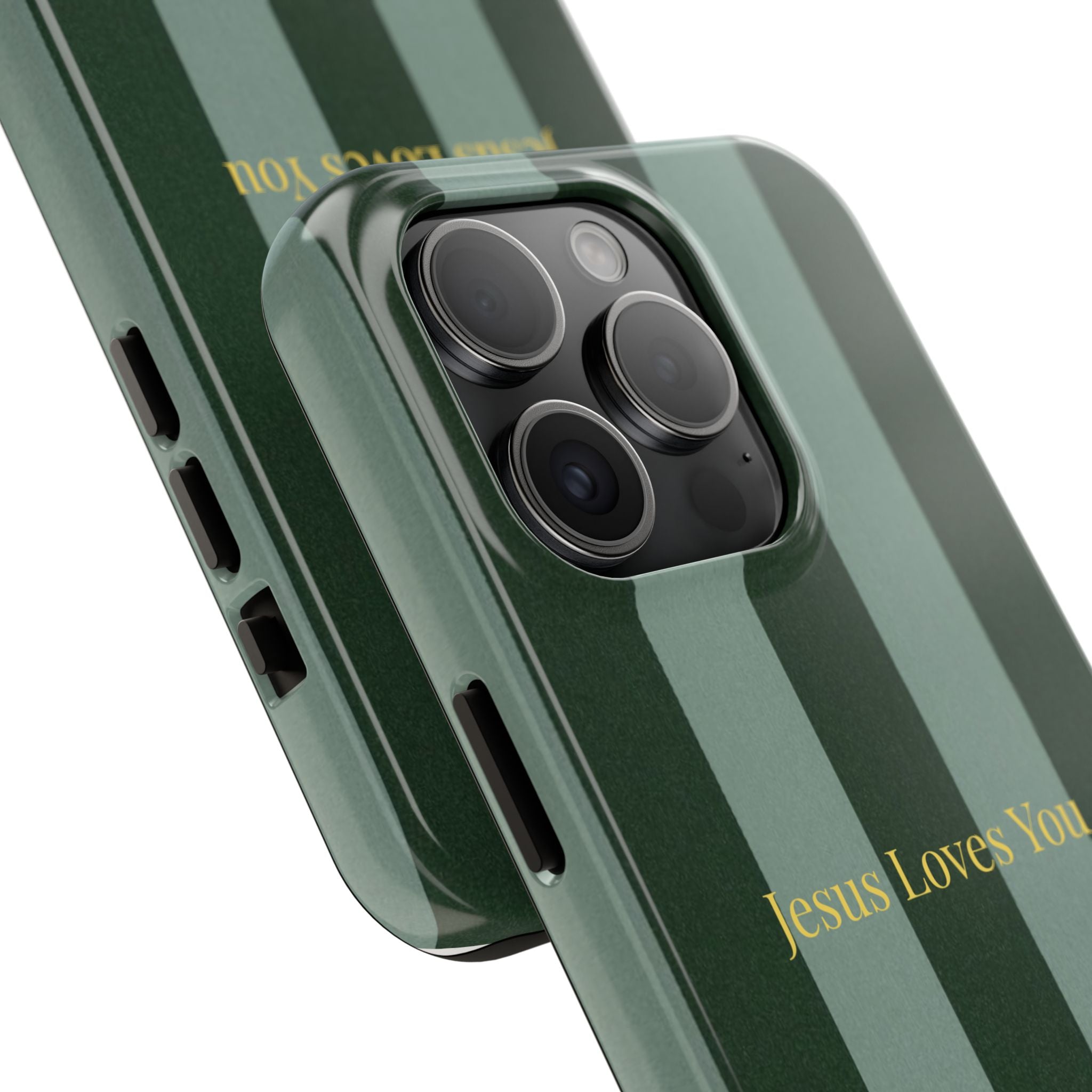 Green Striped Phone Case-Jesus Loves You Phone Case