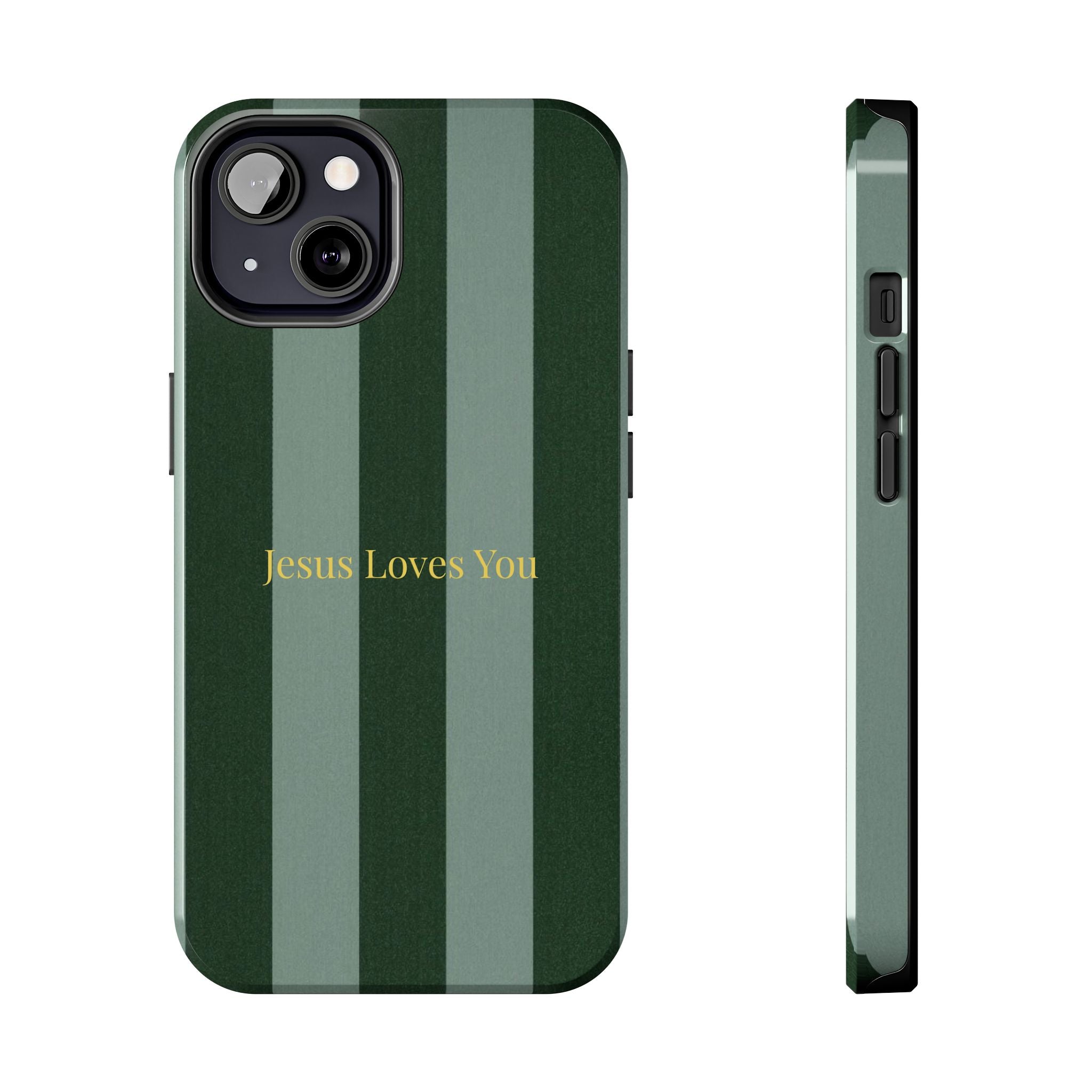 Green Striped Phone Case-Jesus Loves You Phone Case
