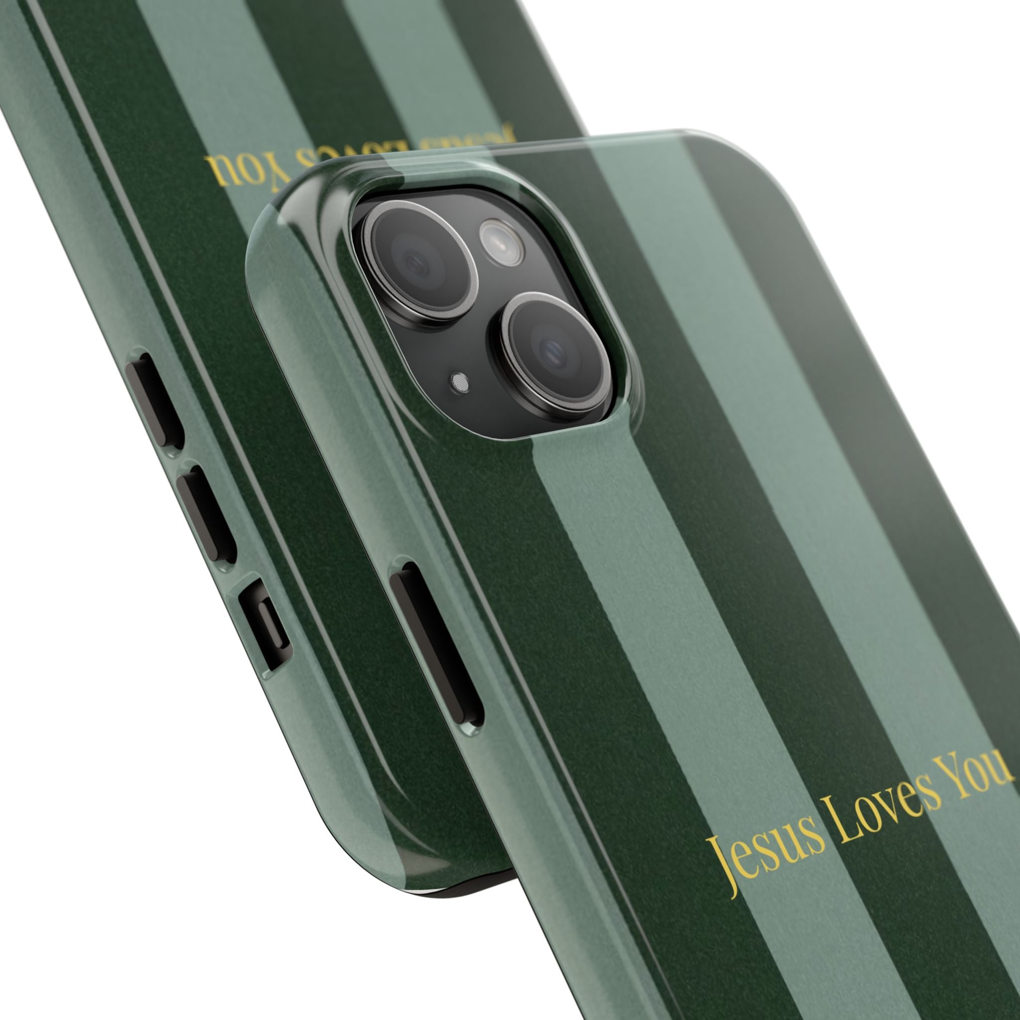 Green Striped Phone Case-Jesus Loves You Phone Case