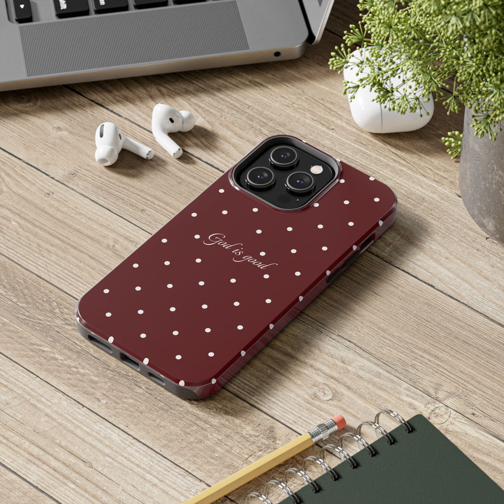 God is Good Dark Red Polka dot Case