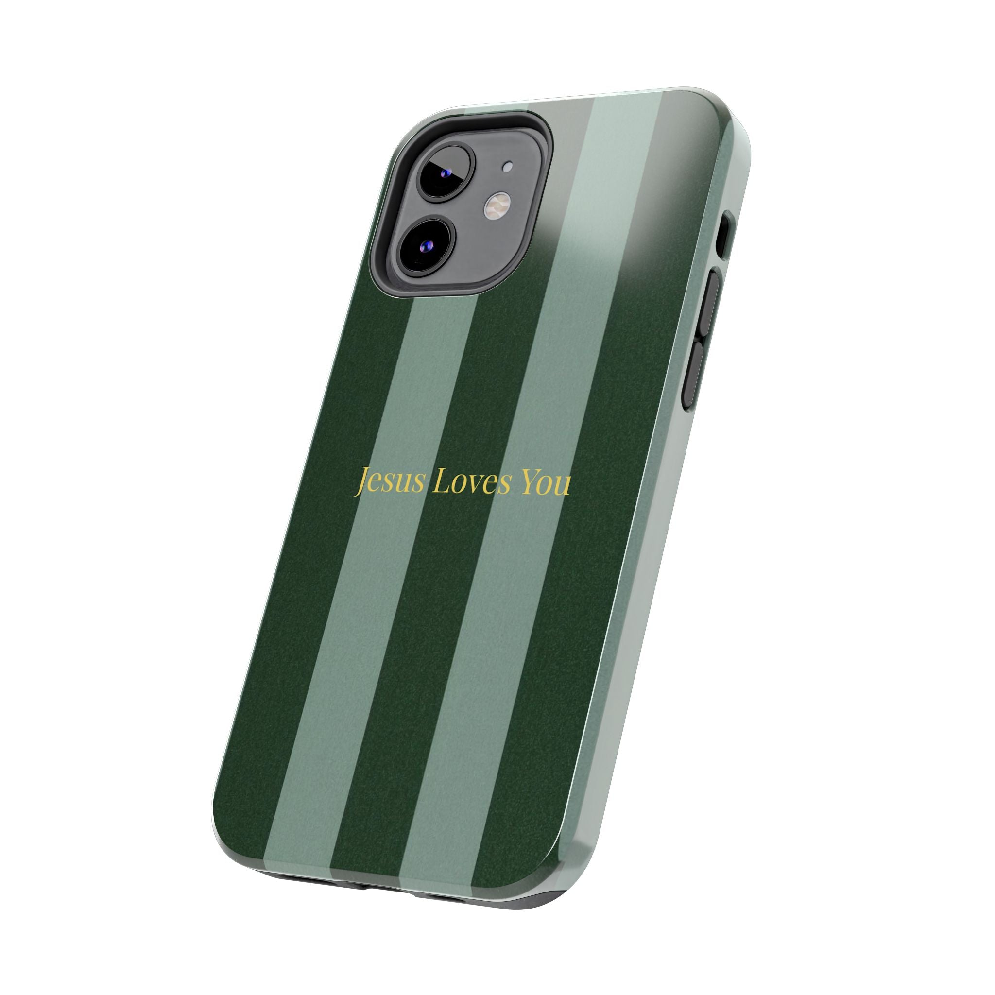 Green Striped Phone Case-Jesus Loves You Phone Case