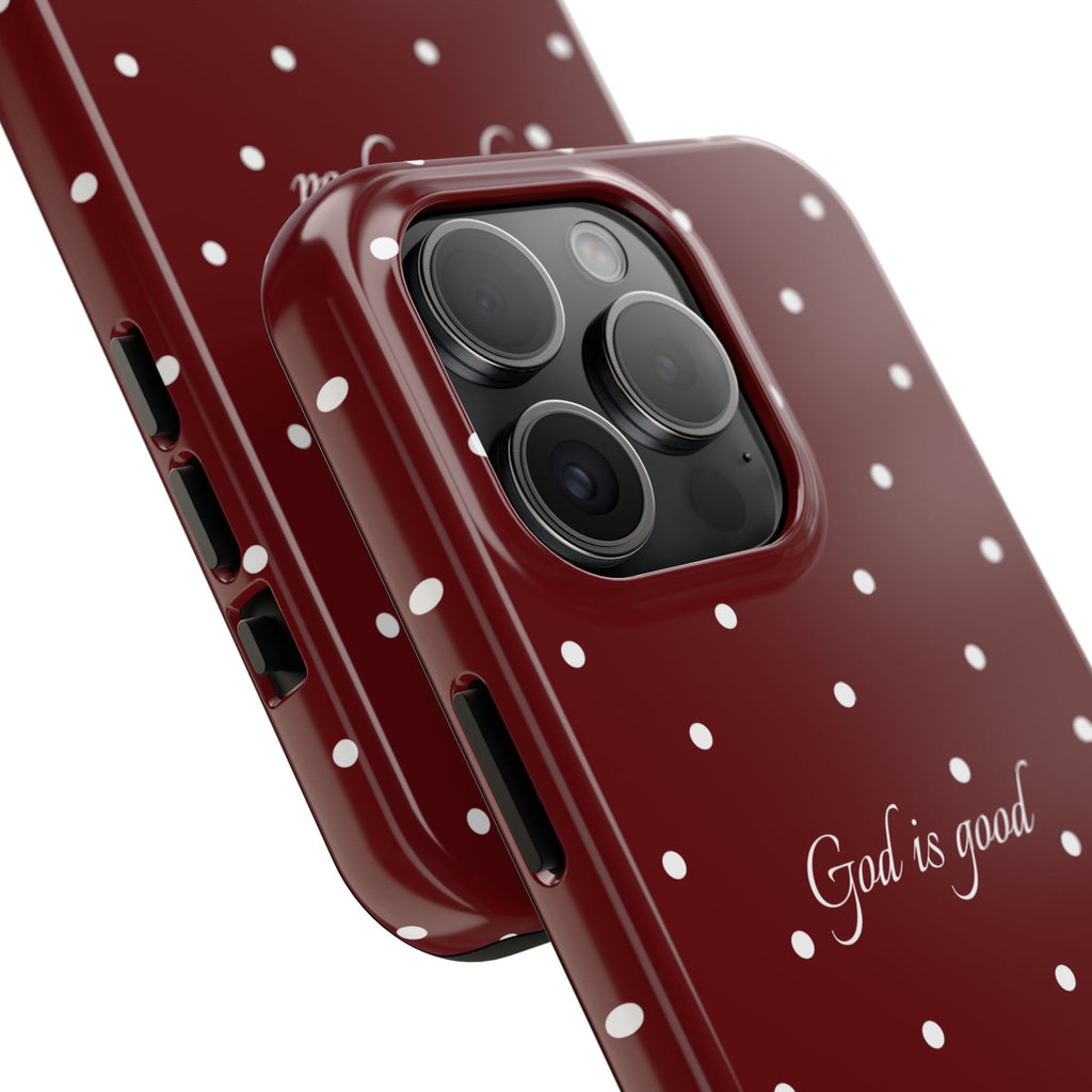 God is Good Dark Red Polka dot Case