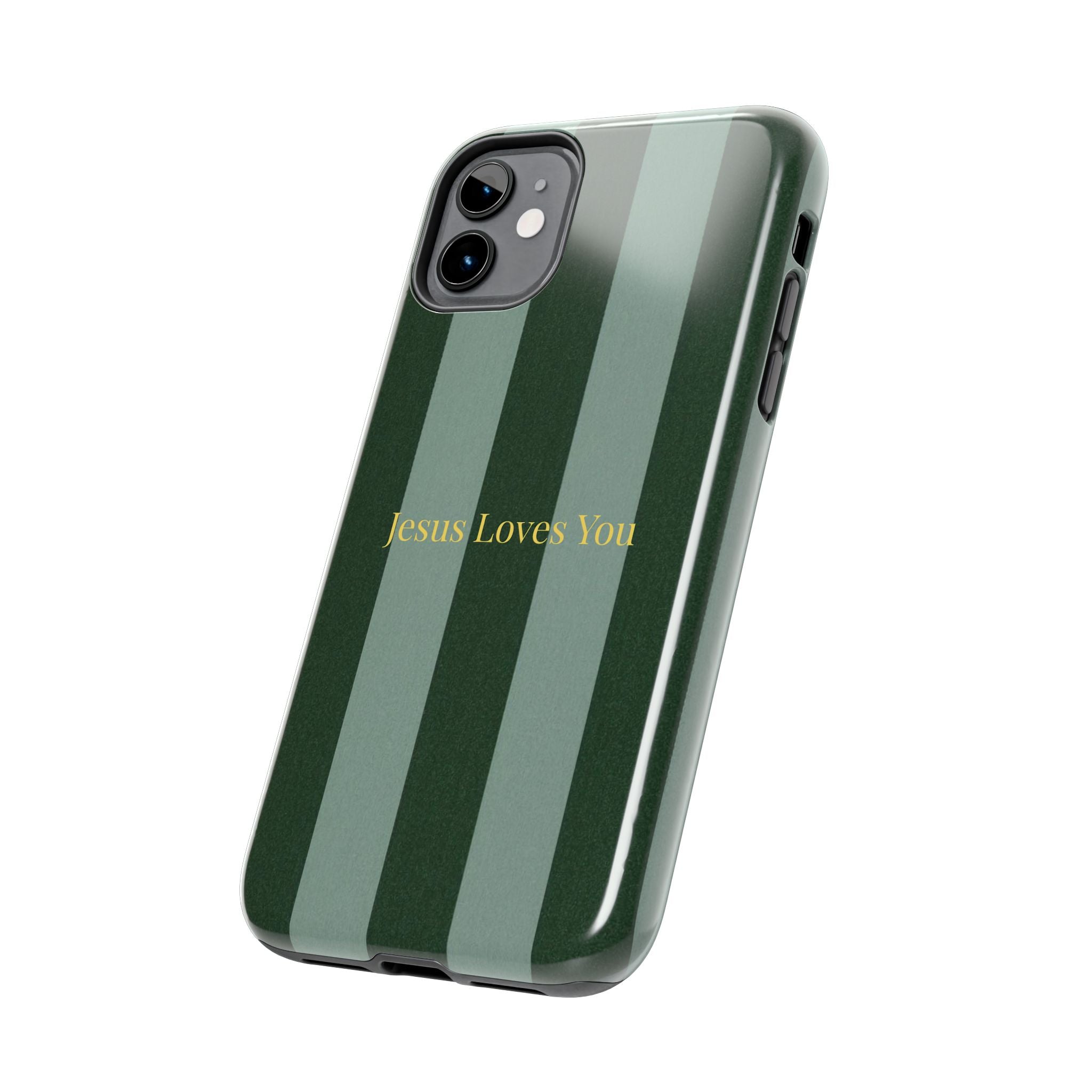 Green Striped Phone Case-Jesus Loves You Phone Case