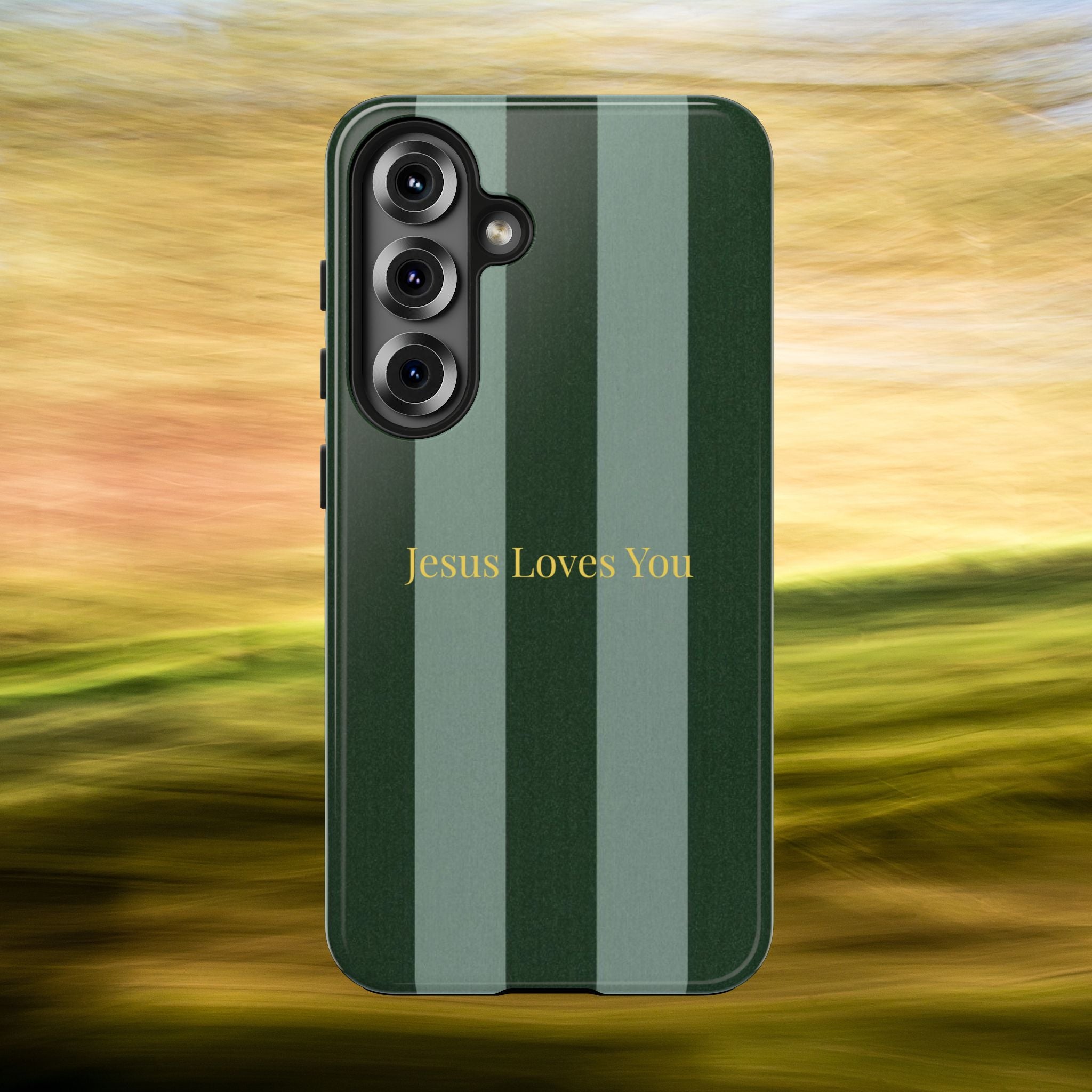 Green Striped Phone Case-Jesus Loves You Phone Case