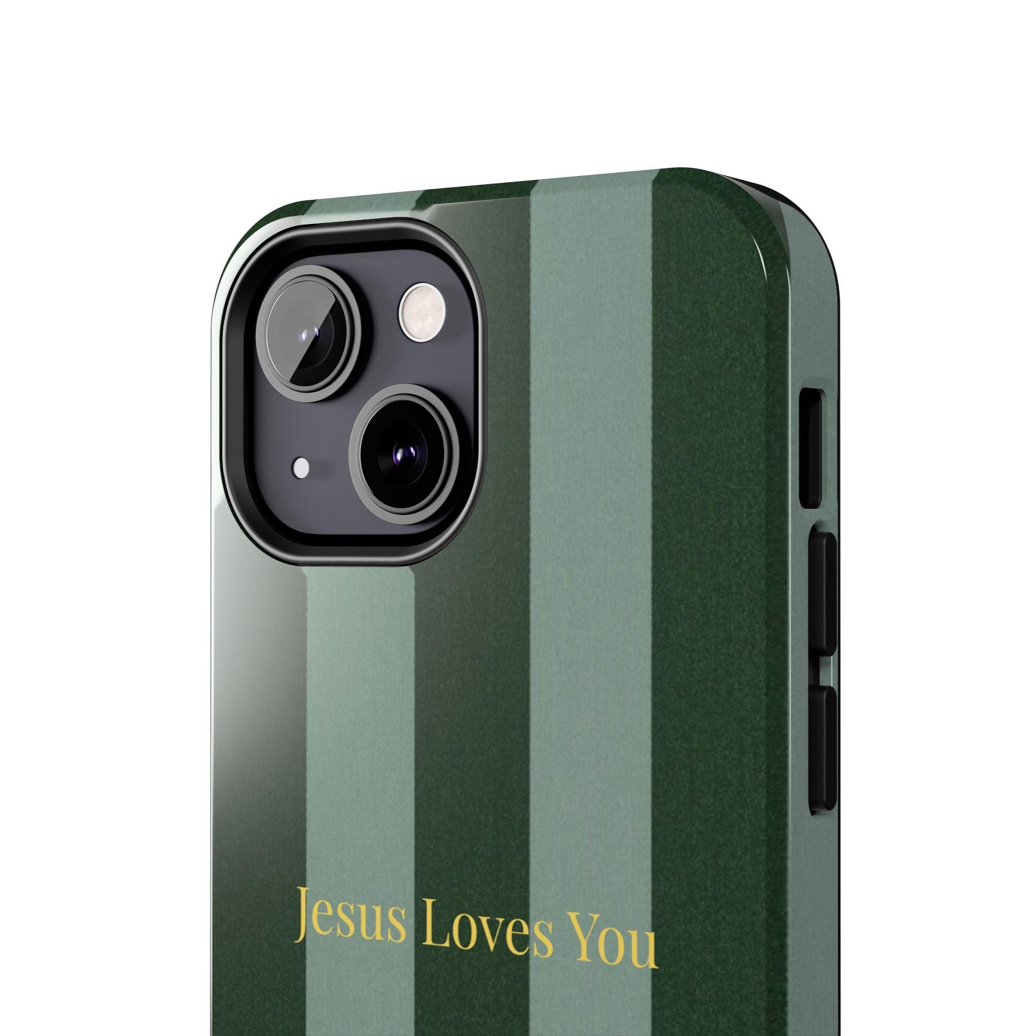 Green Striped Phone Case-Jesus Loves You Phone Case