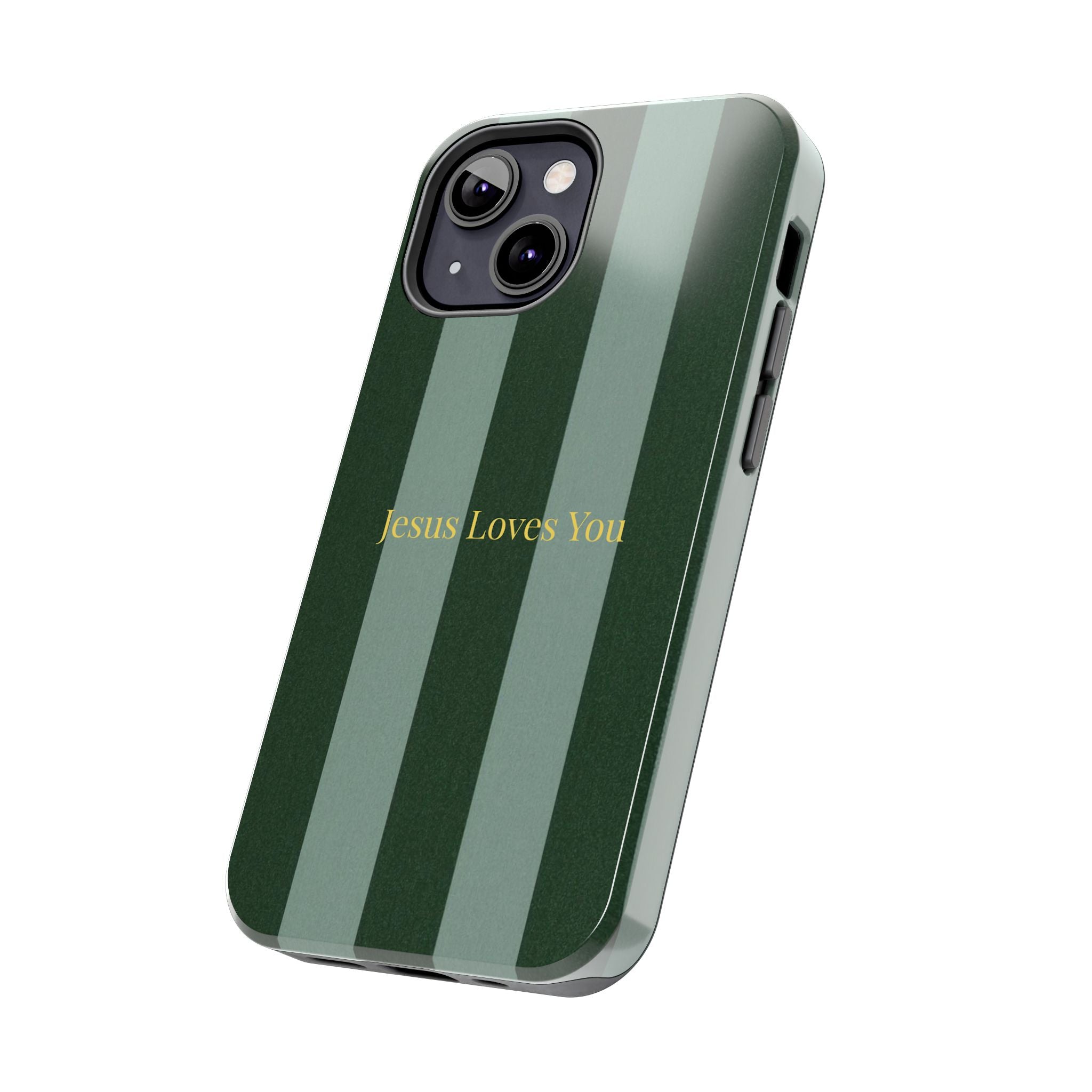Green Striped Phone Case-Jesus Loves You Phone Case