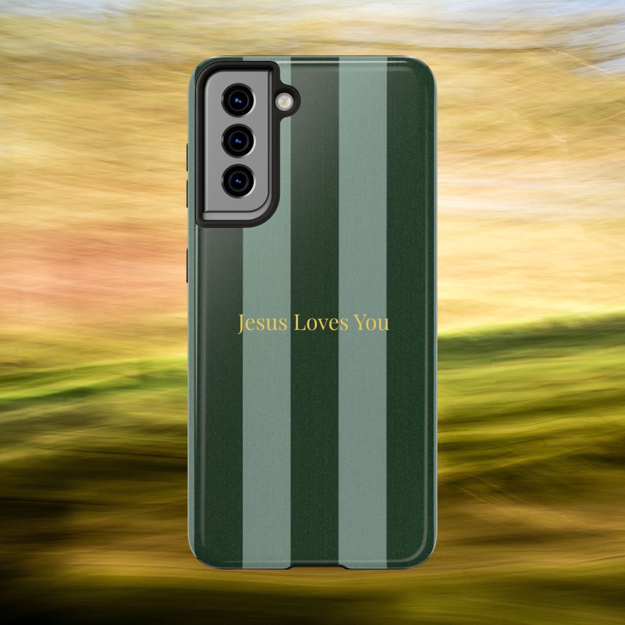 Green Striped Phone Case-Jesus Loves You Phone Case