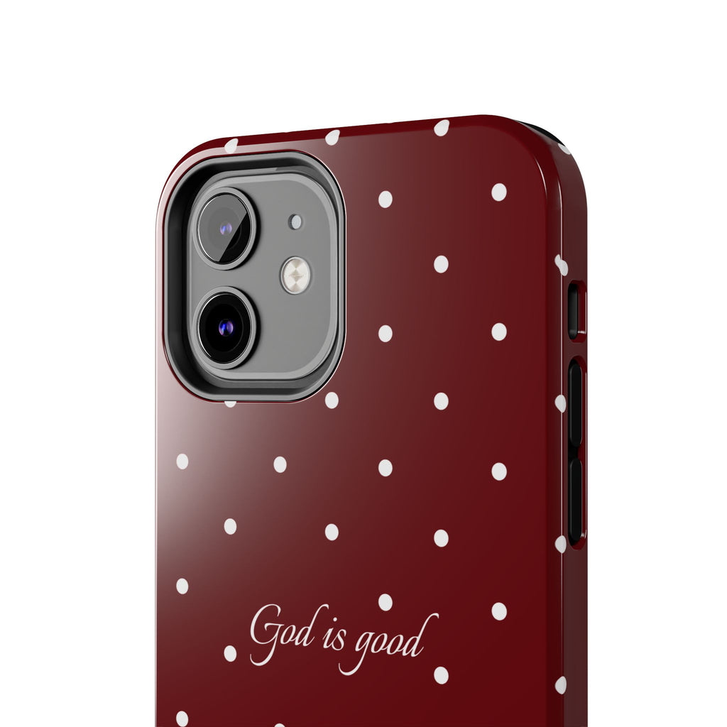 God is Good Dark Red Polka dot Case