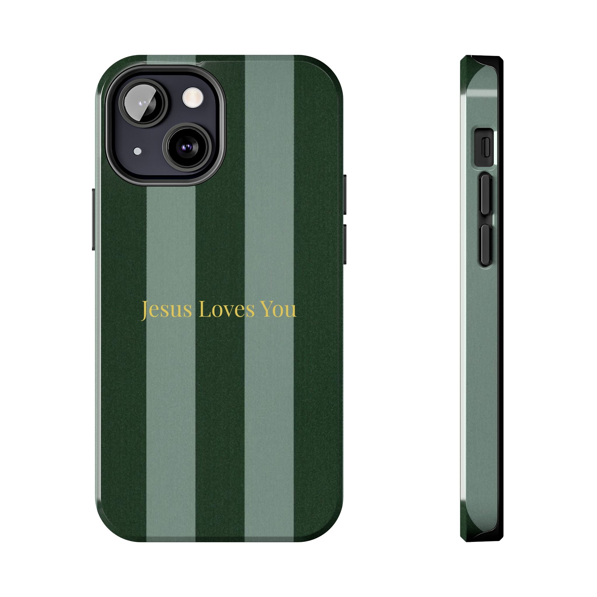 Green Striped Phone Case-Jesus Loves You Phone Case
