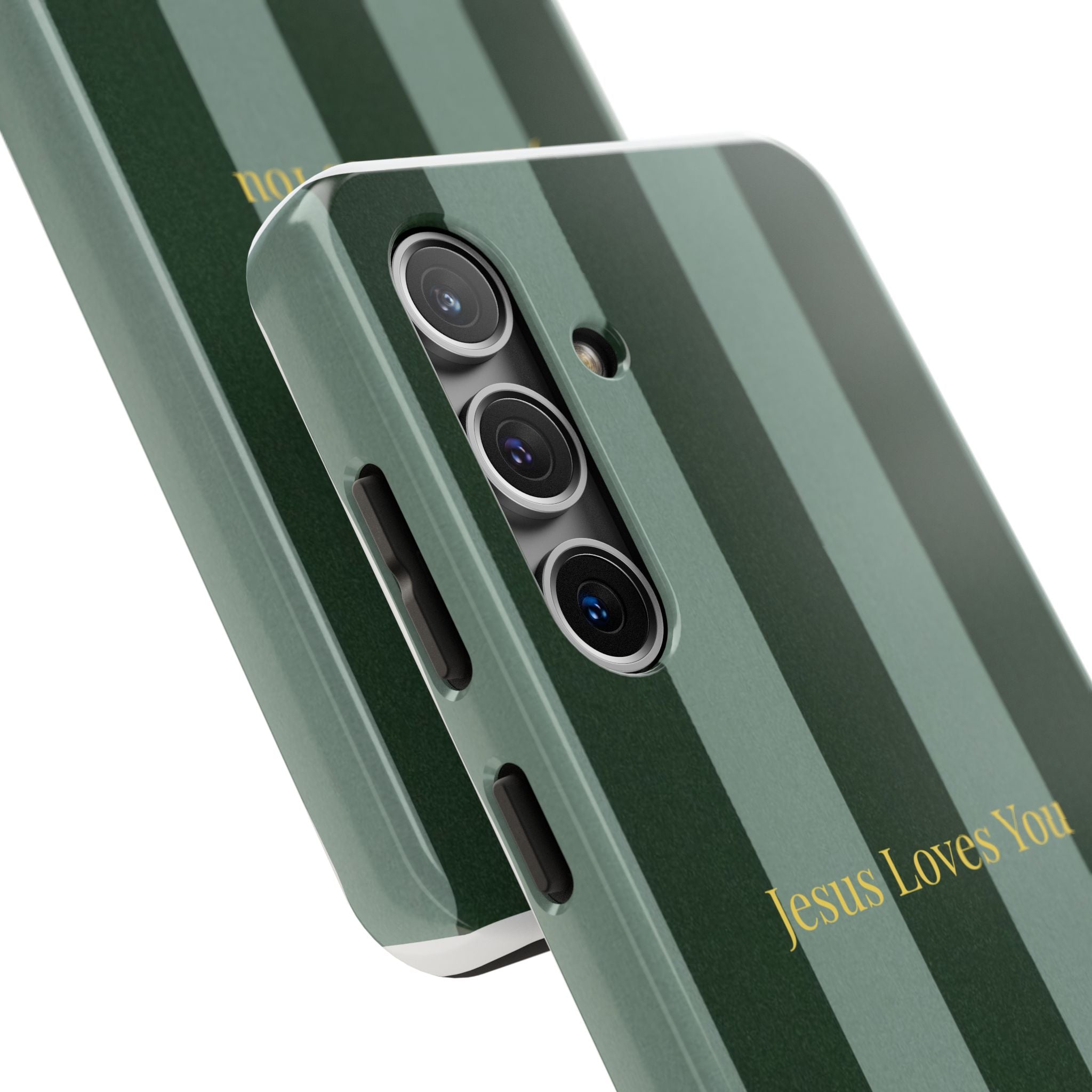 Green Striped Phone Case-Jesus Loves You Phone Case
