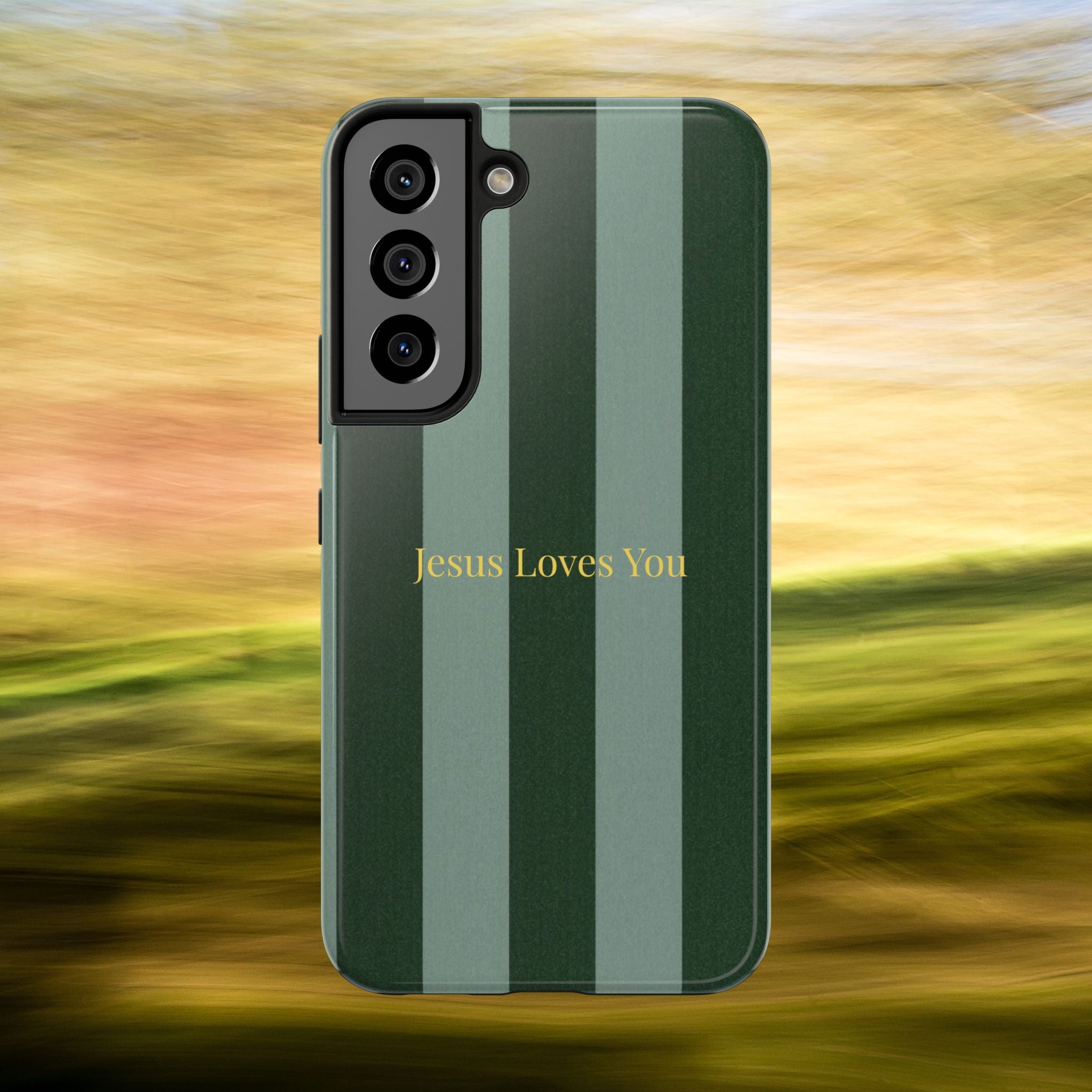 Green Striped Phone Case-Jesus Loves You Phone Case