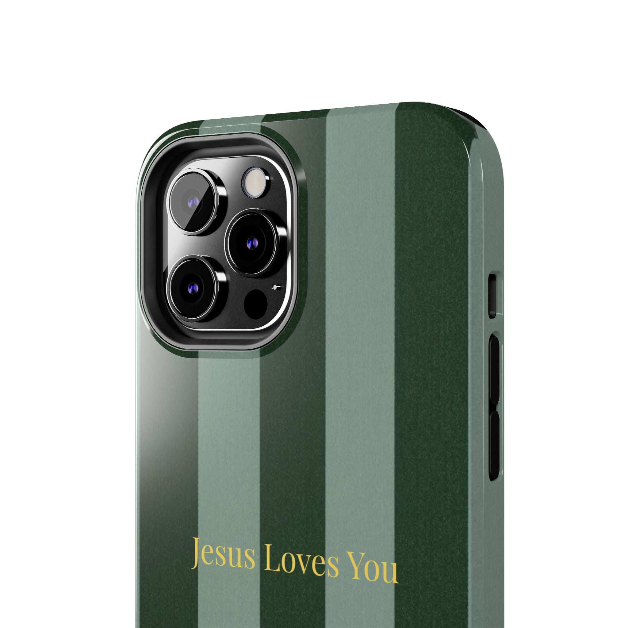Green Striped Phone Case-Jesus Loves You Phone Case