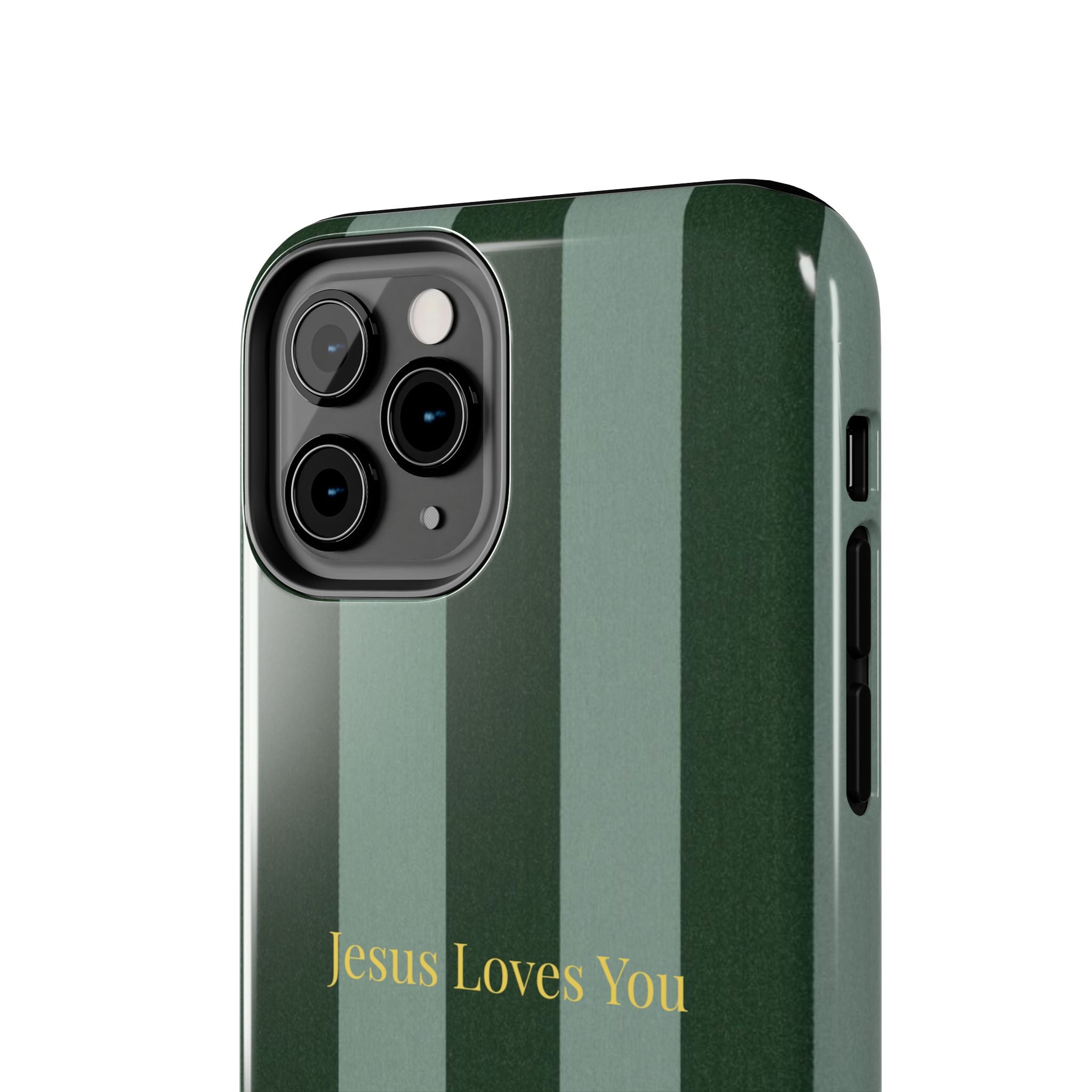 Green Striped Phone Case-Jesus Loves You Phone Case