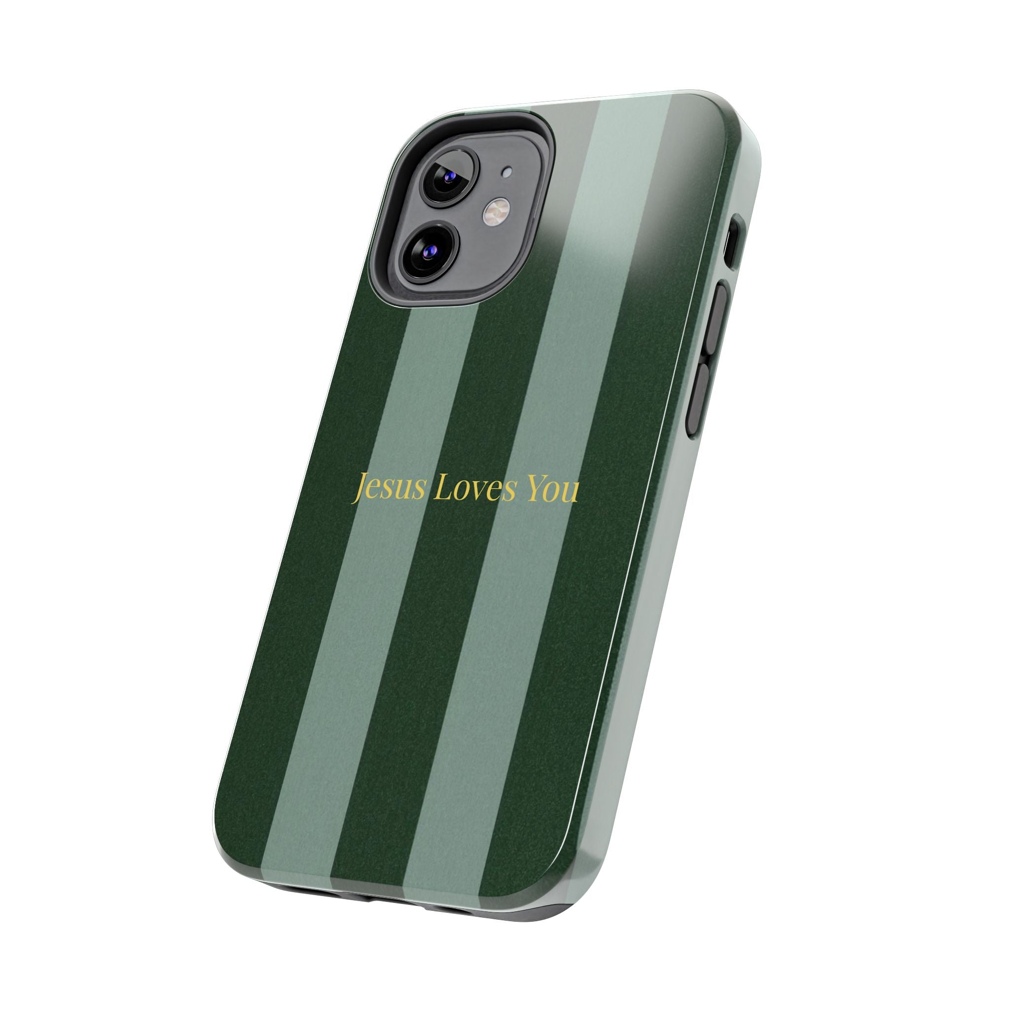 Green Striped Phone Case-Jesus Loves You Phone Case