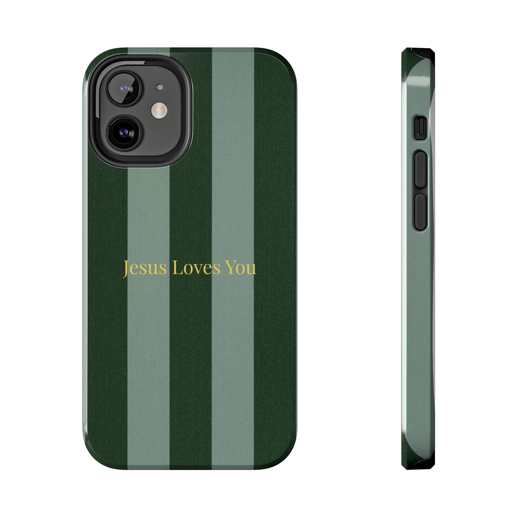 Green Striped Phone Case-Jesus Loves You Phone Case