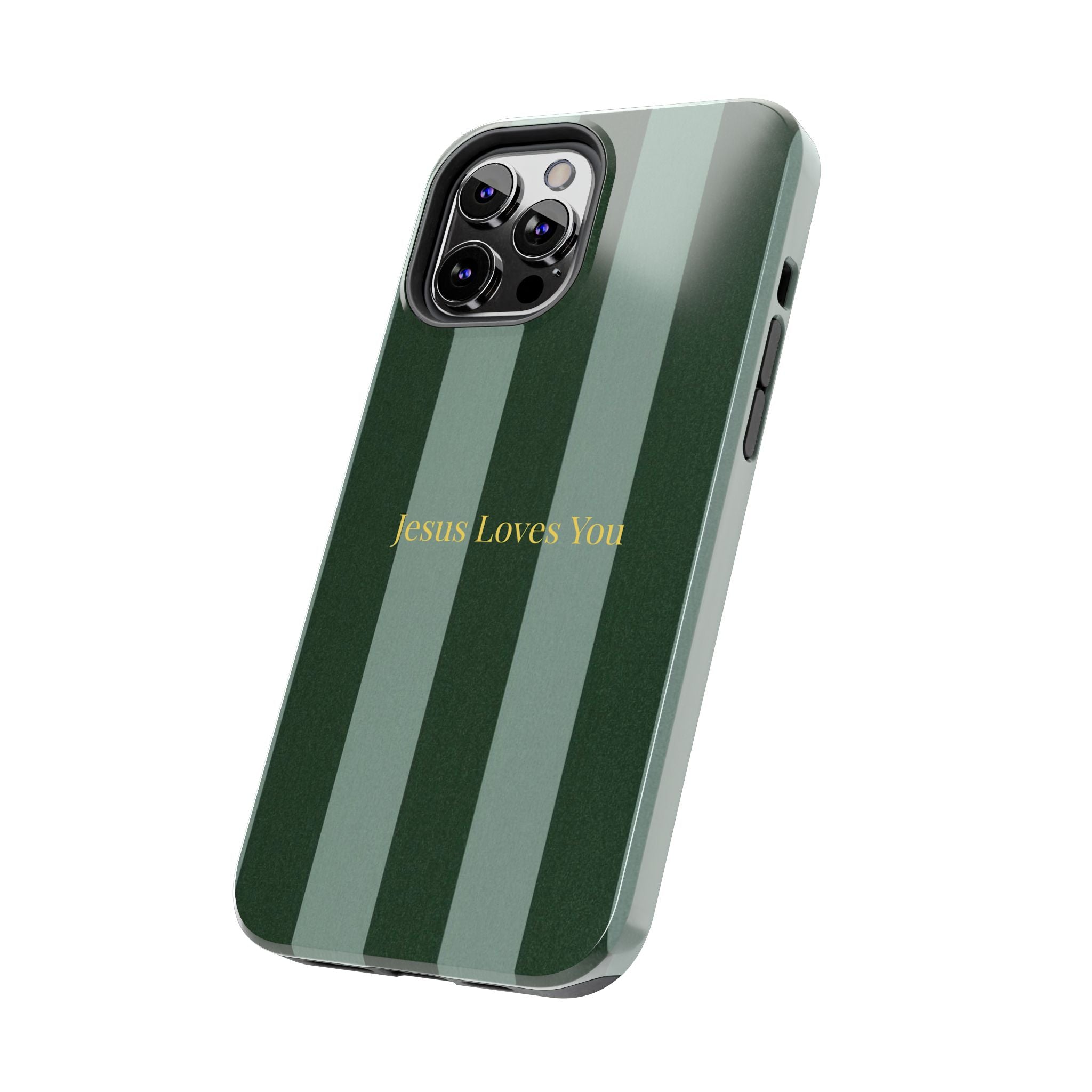 Green Striped Phone Case-Jesus Loves You Phone Case
