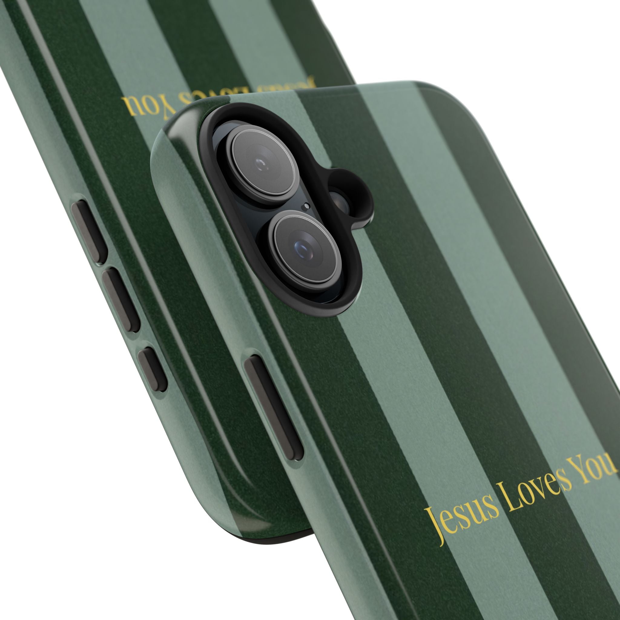 Green Striped Phone Case-Jesus Loves You Phone Case