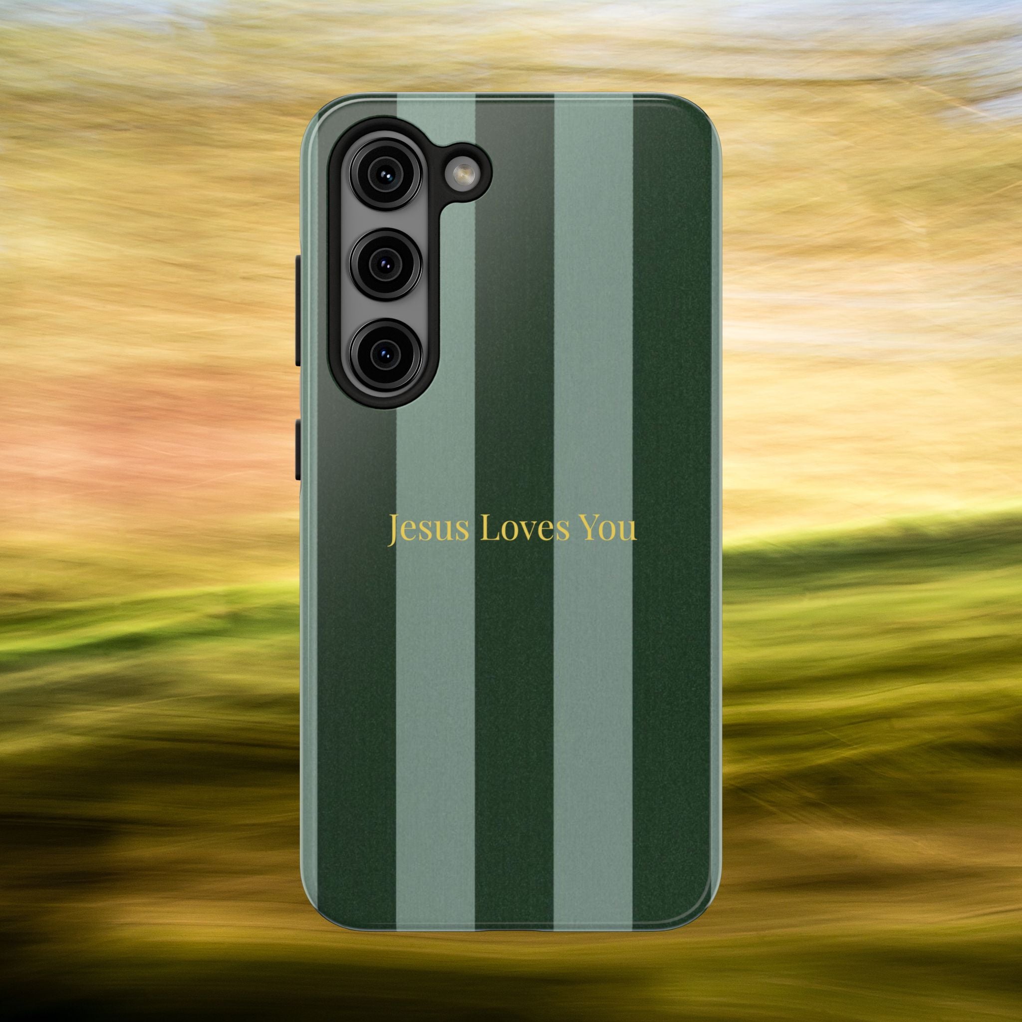 Green Striped Phone Case-Jesus Loves You Phone Case