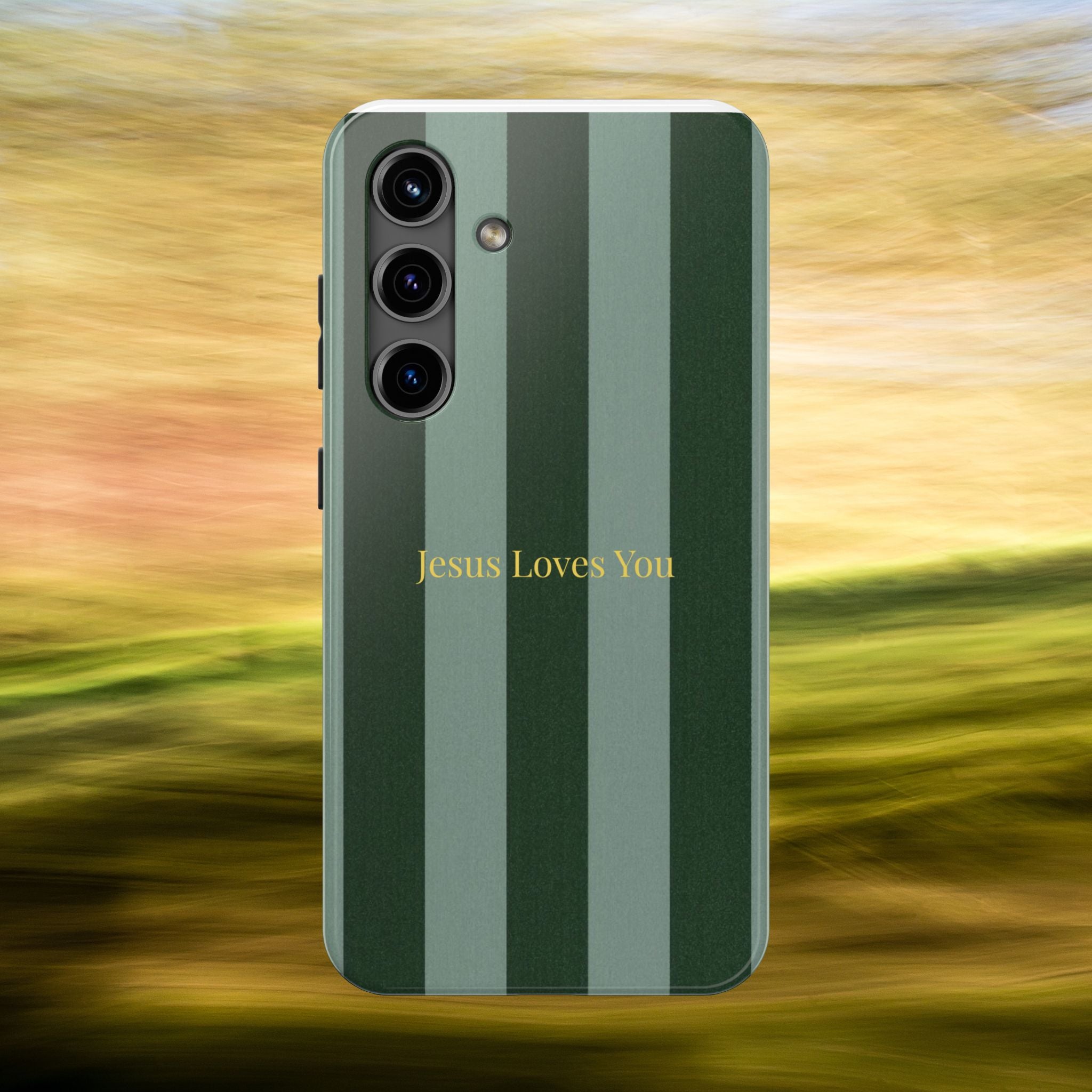 Green Striped Phone Case-Jesus Loves You Phone Case