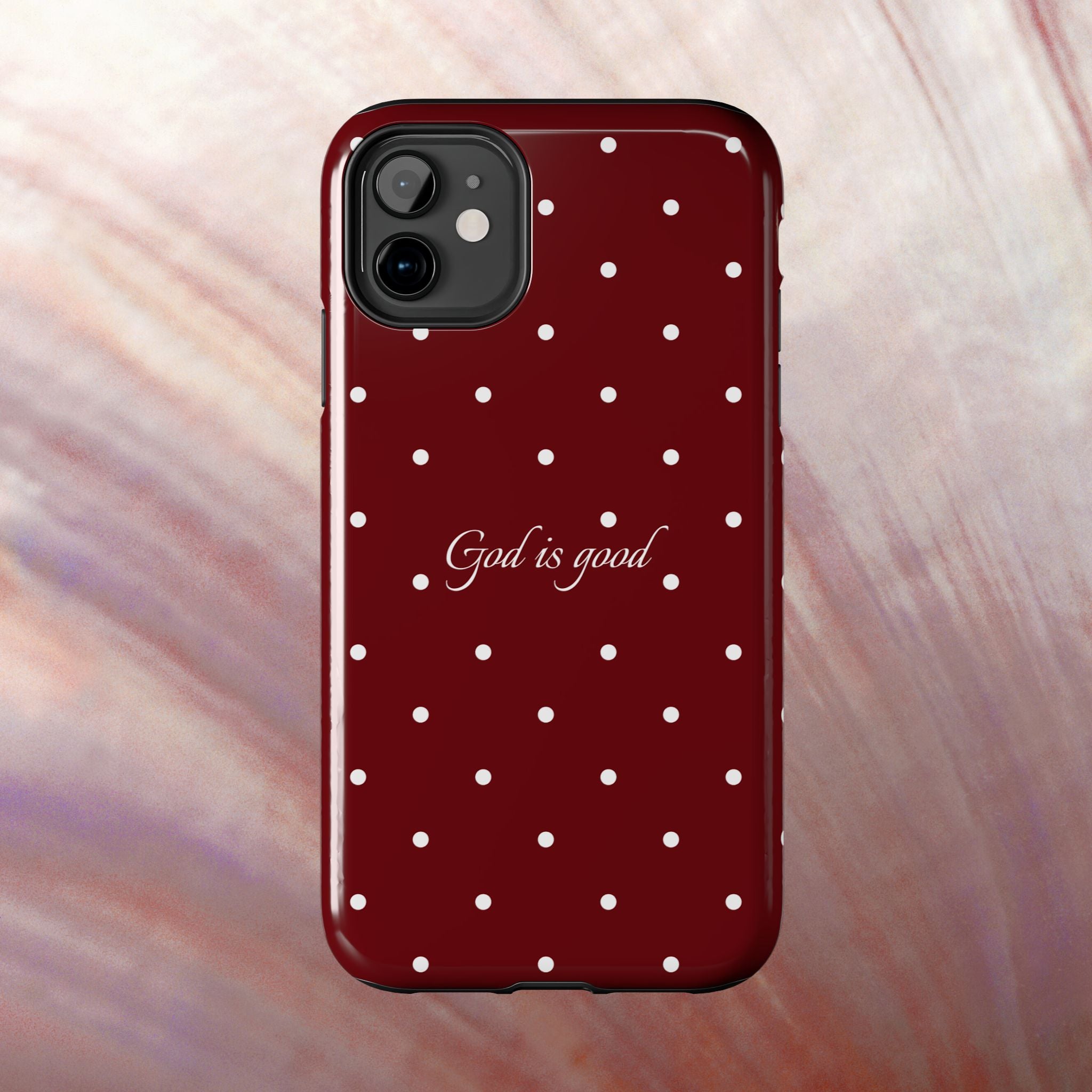 God is Good Dark Red Polka dot Case