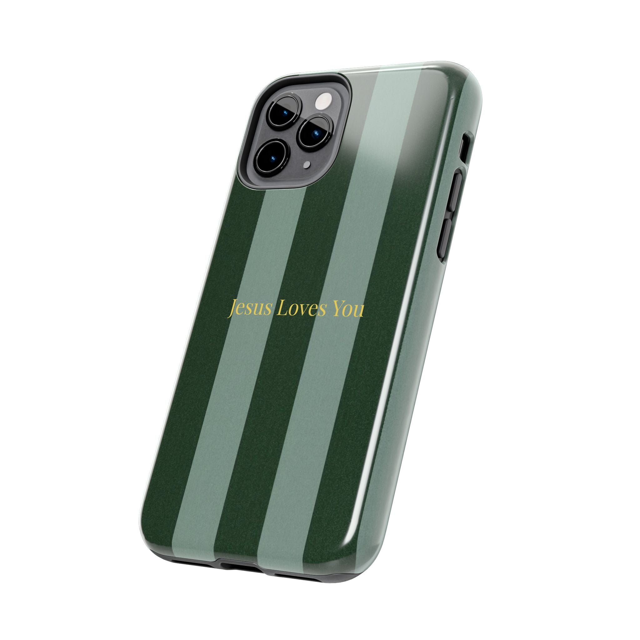 Green Striped Phone Case-Jesus Loves You Phone Case