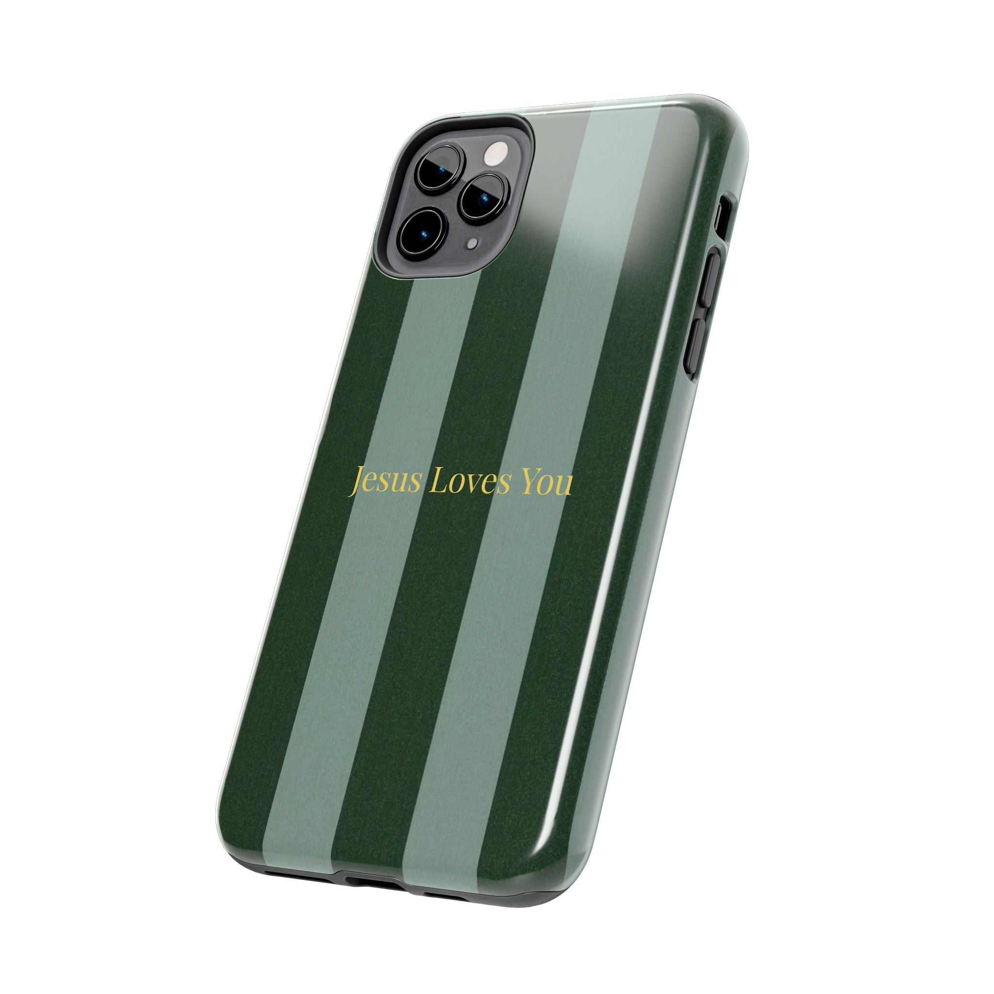 Green Striped Phone Case-Jesus Loves You Phone Case