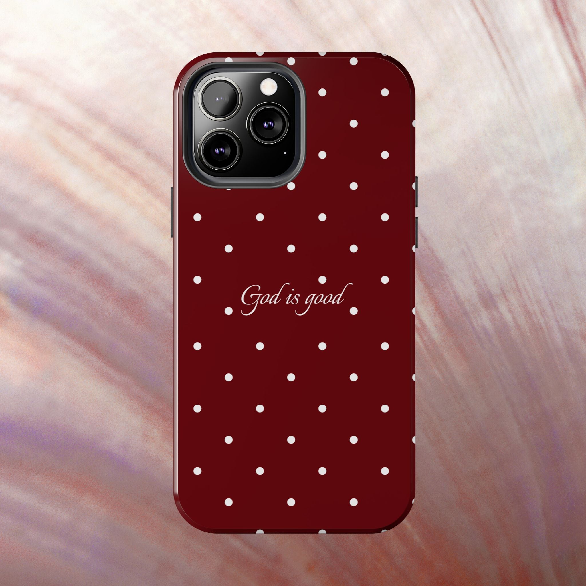 God is Good Dark Red Polka dot Case