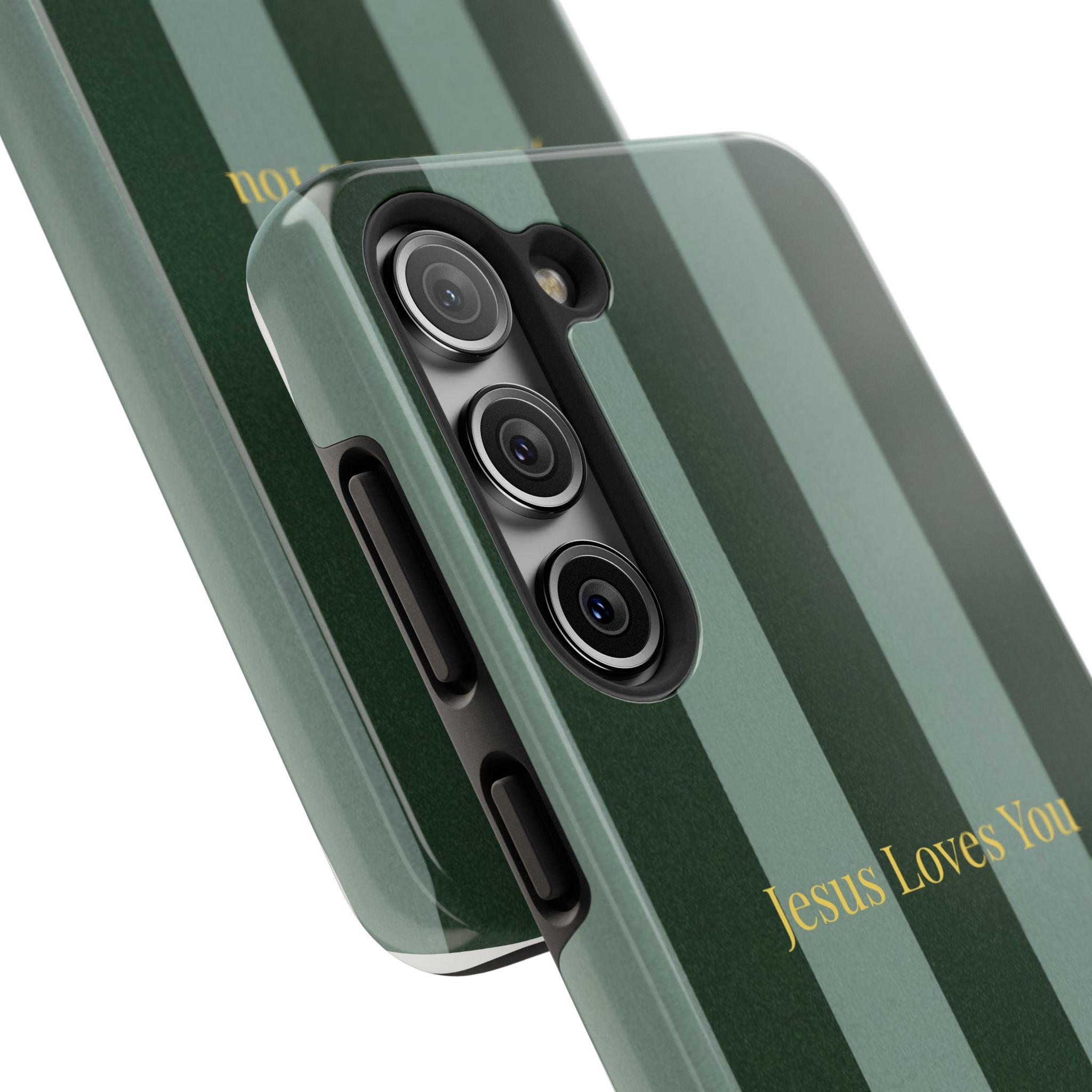 Green Striped Phone Case-Jesus Loves You Phone Case